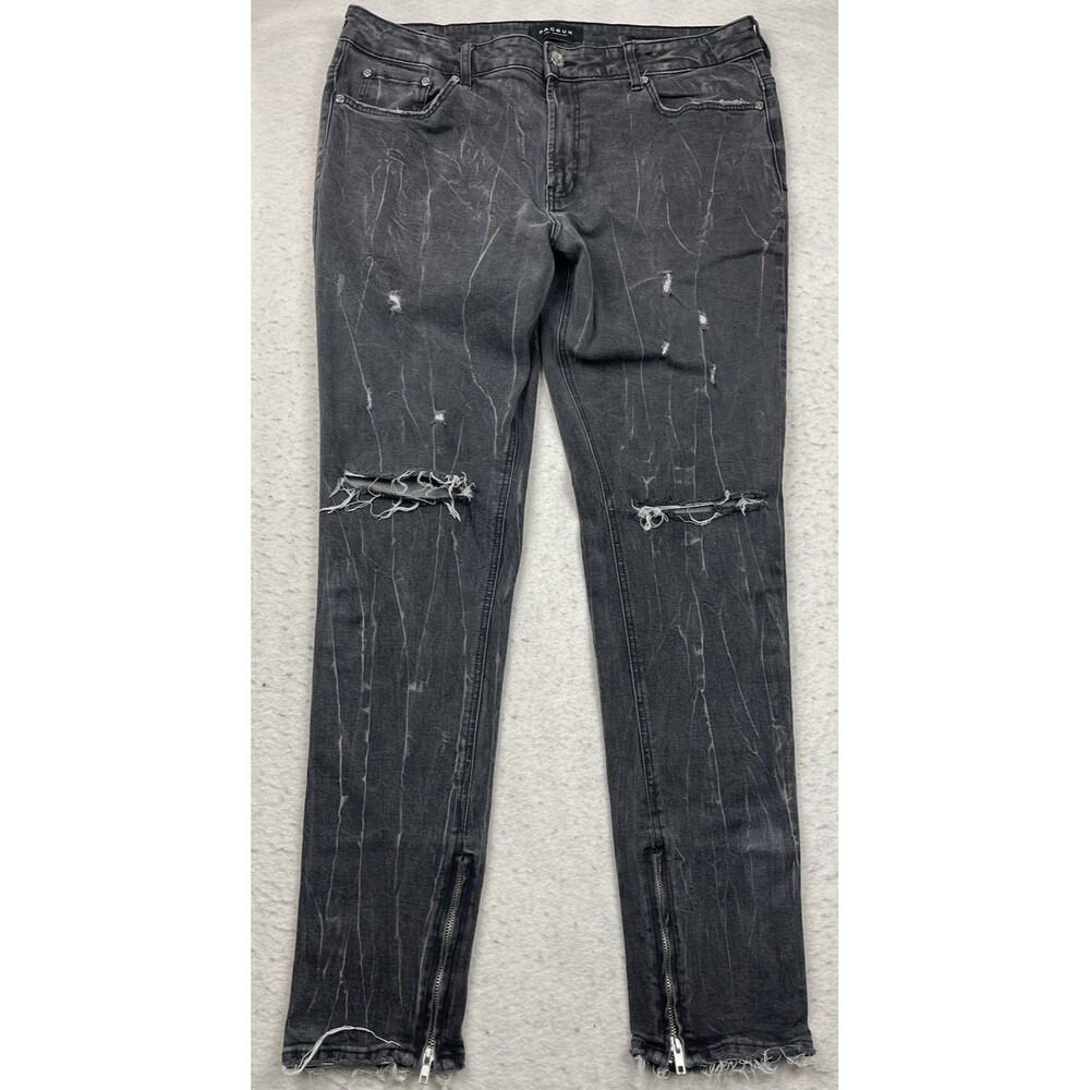 PacSun Stacked Skinny Men’s 36x32 Black Distressed White Streak Denim Jeans